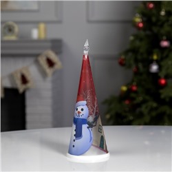 Светодиодная фигура «Ёлка со снеговиком» 7.5×21×7.5 см, пластик, батарейки CR2032×1 (в комплекте), свечение мульти