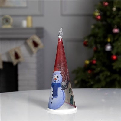 Светодиодная фигура «Ёлка со снеговиком» 7.5×21×7.5 см, пластик, батарейки CR2032×1 (в комплекте), свечение мульти