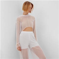 Костюм женский (лонгслив с капюшоном, брюки) MINAKU: Casual Collection, размер 46, белый