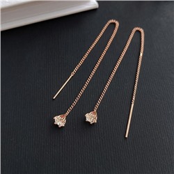 Серьги ювелирная бижутерия протяжки с камнем, покрытие: позолота, цвет камня: белый, 18021, арт.414.159