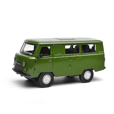Машина металл UAZ УАЗ 452, 18,5 см, (свет-звук, двер. люк, баг,зеленый) инерц., в коробке