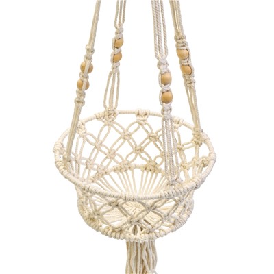 Кашпо - макраме «Лина», 20×15×15 см, текстиль, подвесное, бежевое