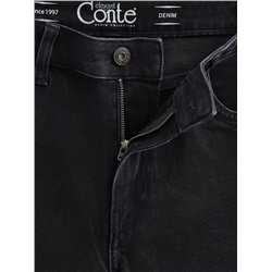 Прямой крой CONTE CON-717 Черные джинсы straight из eco-friendly денима с разрезами по бокам
