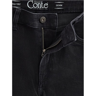 Прямой крой CONTE CON-717 Черные джинсы straight из eco-friendly денима с разрезами по бокам