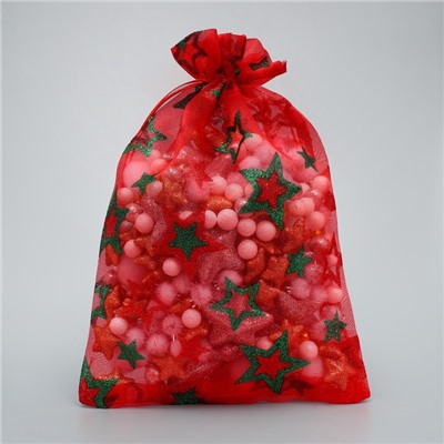 Мешочек подарочный новогодний органза «Звезда», 16×24 см ± 1.5 см