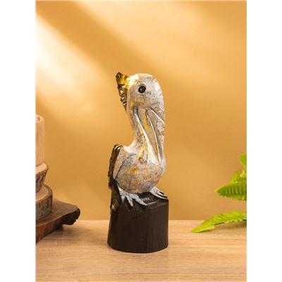Сувенир интерьерный «Пеликан», 7×7×20 см, дерево, белый с золотом