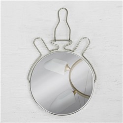 Зеркало настольное, с увеличением х2, настенное, двустороннее, 13.5×15 см, (d=11.5 см), металлическое