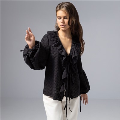 Блуза из хлопка, Пленительная грация (черная)