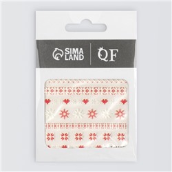 Наклейки для ногтей «Новогодние узоры», объёмные, красные, белые