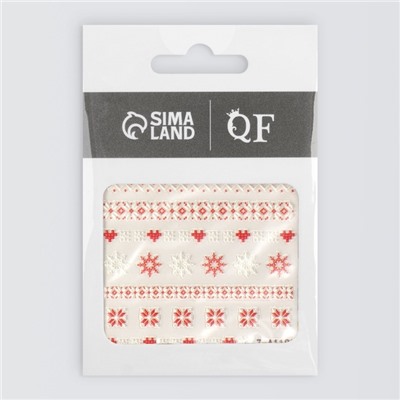 Наклейки для ногтей «Новогодние узоры», объёмные, красные, белые