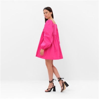 Платье с объёмными рукавами мини женское MIST, фуксия, размер 44-46