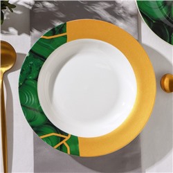 Тарелка глубокая Доляна «Малахитовая шкатулка», 340 мл, d=20 см, фарфор