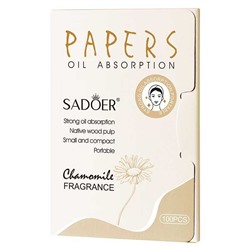 SADOER Матирующий салфетки против жирного блеска с ароматом ромашки, 100 шт.