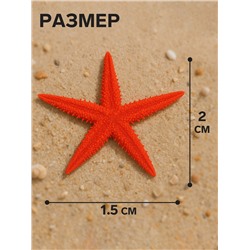 Набор натуральных морских звезд, 1.5-2 см, 20 шт., красный