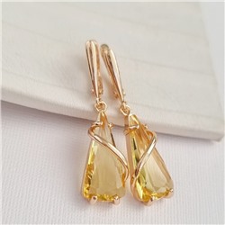 Комплект ювелирной бижутерии коллекция "Дубай" серьги и кулон, покрытие позолота, вставка: фианиты, цвет: желтый, арт.414.045