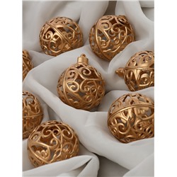 Ёлочные игрушки «Морозец», шары новогодние, d=6 см, 8 шт., золотистые