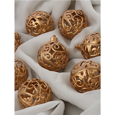 Ёлочные игрушки «Морозец», шары новогодние, d=6 см, 8 шт., золотистые