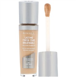 Rimmel London, Стойкая тональная основа Lasting Finish 25HR Breathable, оттенок 102 светлый нюдовый, 30 мл