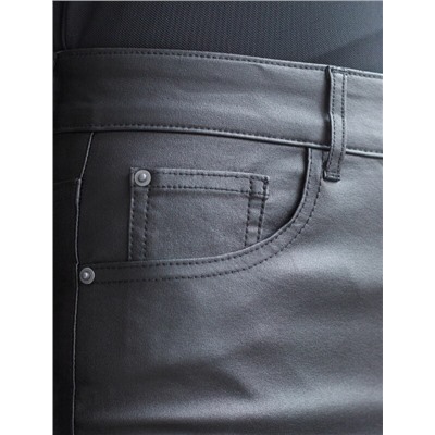 Брюки слим из эластичного хлопка с покрытием под кожу