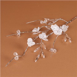 Ветка декоративная стеклярус 70 см / SA15335 /уп 120/360/серебро