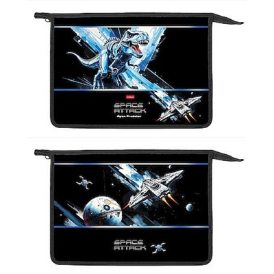 Папка для тетрадей А4 на молнии сверху пластиковая "Космический динозавр" (094807) 03054 Хатбер