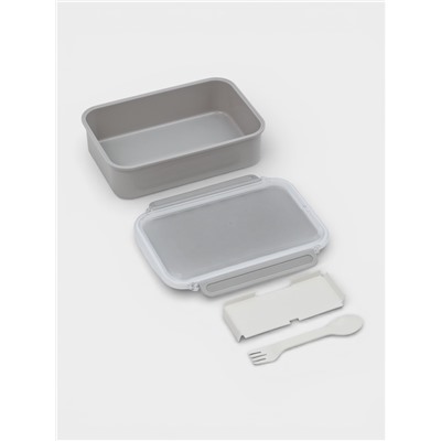 Ланч - бокс, контейнер для еды «Нордик», с приборами, 2 ячейки, 1.5 л, 22.5×17×8 см, пластик, серый