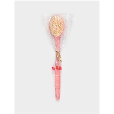 Щётка банная на ручке Доляна, массажёр, 33×6 см, розовая