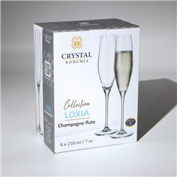 Бокалы для шампанского Loxia, 210 мл, набор 6 шт., стекло, прозрачные