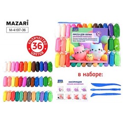 Пластилин супер легкий  36цв. 12 гр. +пластиковые стеки 3 шт M-4197-36 Mazari