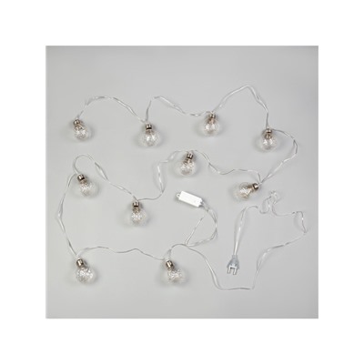 Гирлянда «Нить» 3 м с насадками «Лампочки шары», IP20, прозрачная нить, 80 LED, свечение белое, 8 режимов, 220 В