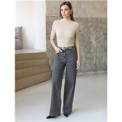 Джинсы трубы прямые с декоративной стиркой из эластичного денима