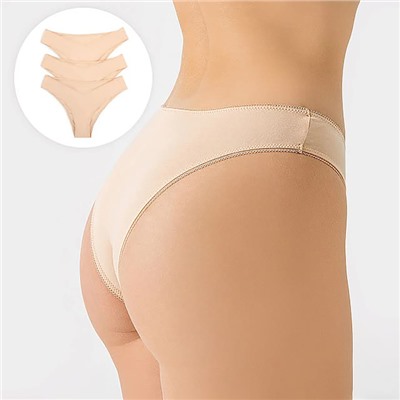 Трусы женские бразилиана Mark Formelle, набор 3 шт., цвет бежевый, размер 46 (M)