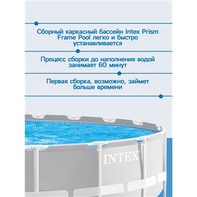 УЦЕНКА Бассейн каркасный INTEX Prism Frame 26756NP, 610×132 см, фильтр-насос, лестница, тент, подстилка, круглый