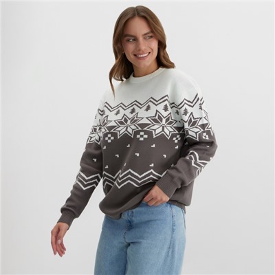 Свитер вязаный новогодний KAFTAN Scandinavia, размер 50, серый