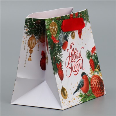 Пакет подарочный новогодний ламинированный квадратный «Яркие краски», 14×14×9 см