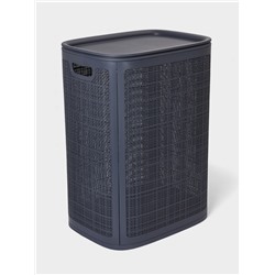 Плетёная корзина для белья с крышкой «Лён», 75 л, 43×32×60 см, графит