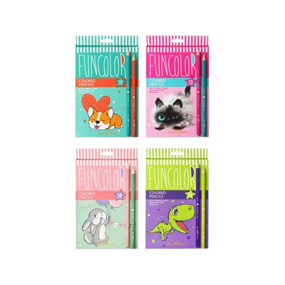 Карандаши цветные 18 цветов BrunoVisconti. FunColor, пластиковые, трёхгранные, МИКС