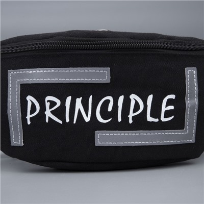 Сумка поясная PRINCIPE, 35×12×5 см, со светотражающими элементами, отдел на молнии, чёрная