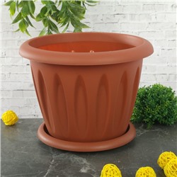 Горшок для цветов с поддоном «Фелиция», 3.6 л, d=22.5 см, h=17.2 см, пластиковый, терракотовый