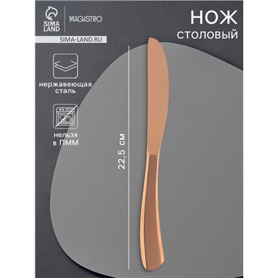 Нож столовый Magistro «Эми», длина 22.5 см, на подвесе, нержавеющая сталь, цвет бронзовый