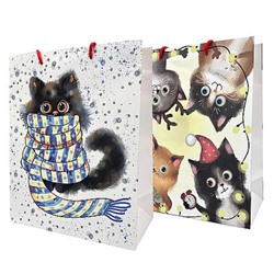 Пакет бумажный новогодний из крафт-бумаги 11х14см "КОТЫ" 72707 Centrum