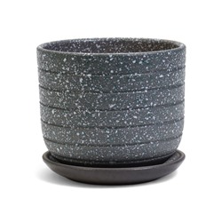 Горшок для цветов «Пряности», 800 мл, d=12 см, h=10.5 см, керамический, с поддоном, серый