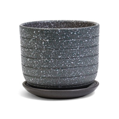 Горшок для цветов «Пряности», 800 мл, d=12 см, h=10.5 см, керамический, с поддоном, серый