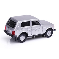 Машина металл LADA 4x4 12 см, двери, багаж, инерц, серебристый