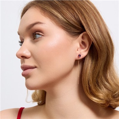 Серьги протяжки ювелирная бижутерия коллекция "Дубай", покрытие позолота, вставка: искусственный камень цвета хамелеон, арт.314.929