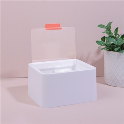 Органайзер для ватных палочек и дисков, с крышкой, 2 секции, 14.5×13×8 см, цвет белый/прозрачный