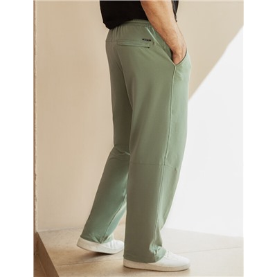 Брюки прямые на резинке из футера двухнитки с эластаном с затяжкой по низу