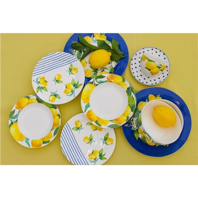 Тарелка глубокая Доляна «Лимон», d=20 см, цвет белый