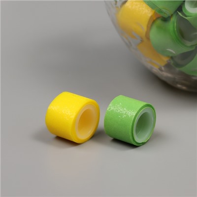 Клейкая лента пластик в банке «Зелёный и жёлтый», набор 40 шт., 1.2 см, дл. 0.9 м, 7×7×9 см