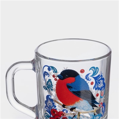 Кружка новогодняя «Снегири на рябине», 200 мл, стекло